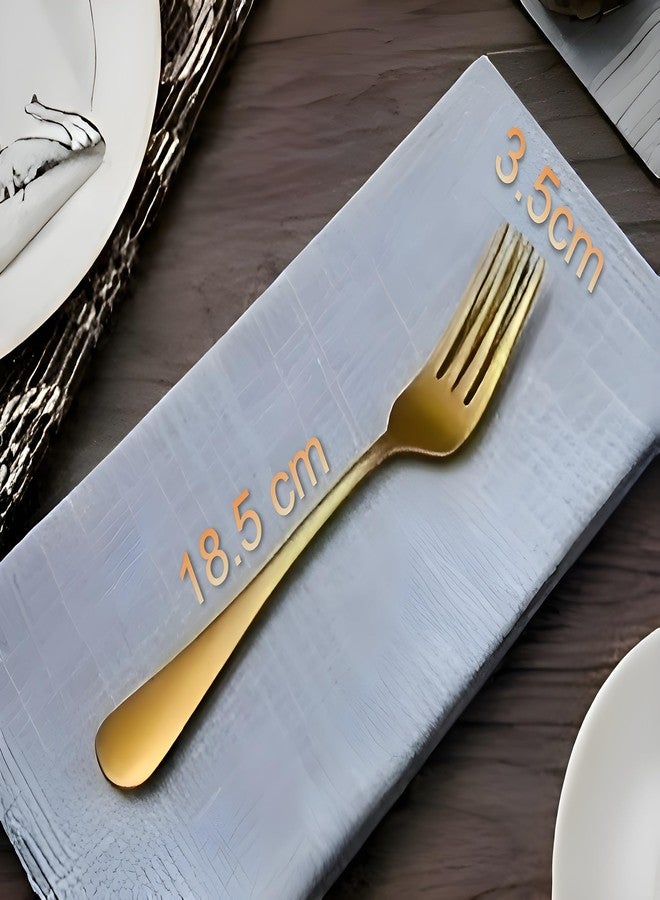 EvoFlex Premium Desert Dinner Fork18.5cm, PVD Gold Finish Set, Stainless Steel,Golden Forks Set of 6, Forks Cutlery for Home& Kitchen,Luxury Dining Tableware Gift for House Warming, Gold Dinner Forks - Image 4